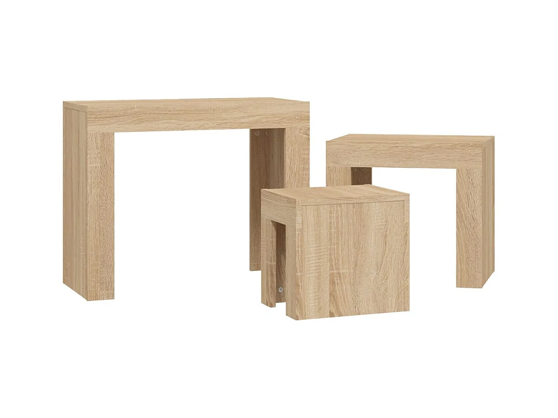 Key Largo  Tables basses gigognes 3 pcs chêne sonoma bois d'ingénierie