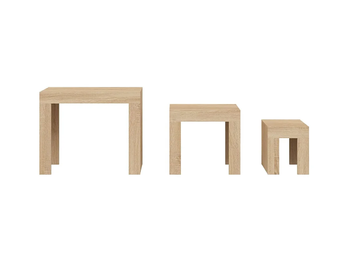 Key Largo  Tables basses gigognes 3 pcs chêne sonoma bois d'ingénierie