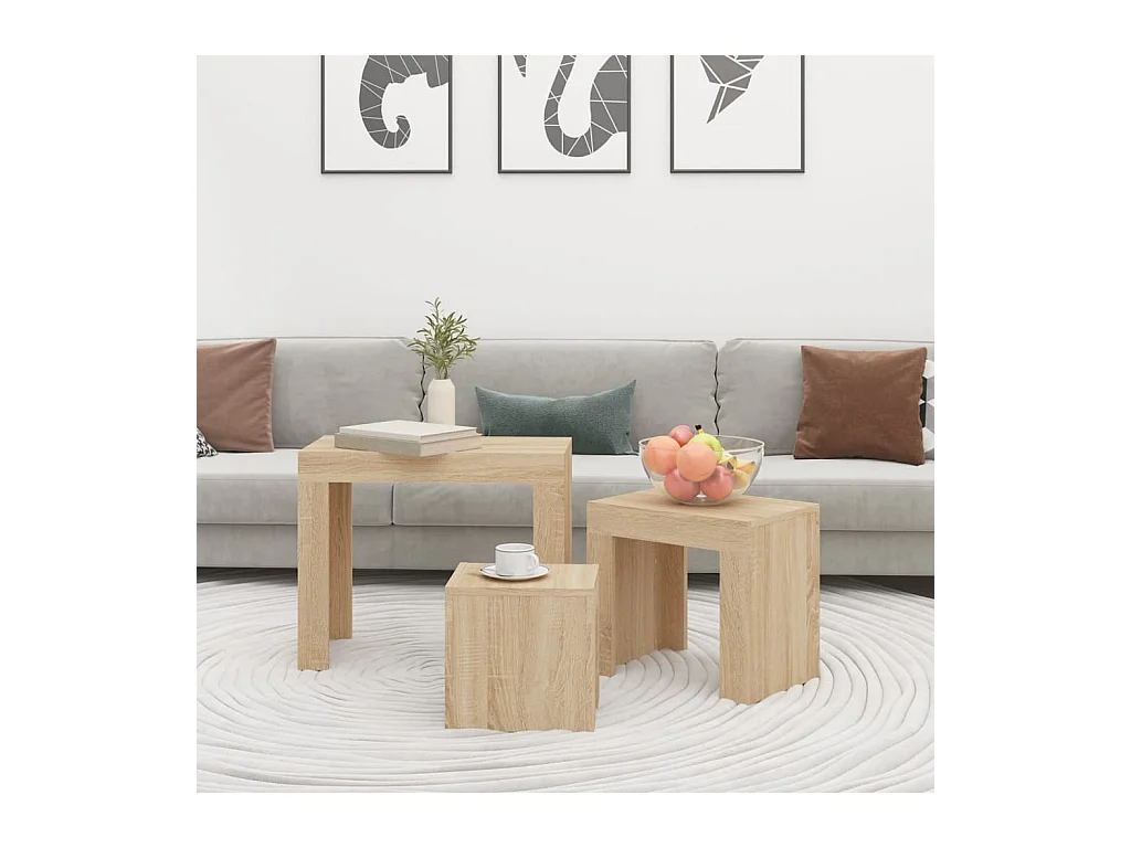 Key Largo  Tables basses gigognes 3 pcs chêne sonoma bois d'ingénierie