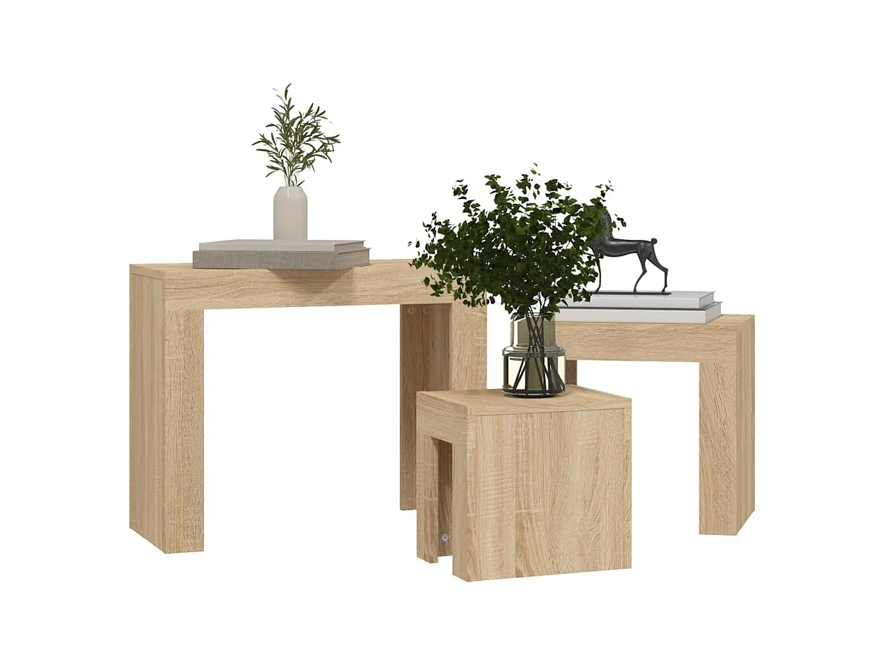 Key Largo  Tables basses gigognes 3 pcs chêne sonoma bois d'ingénierie