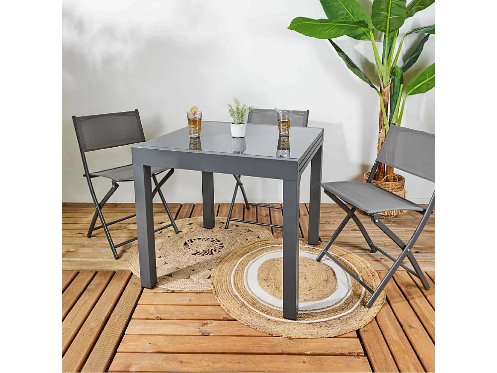 Table Jardin Extensible Haria 80x80x160cm Gris