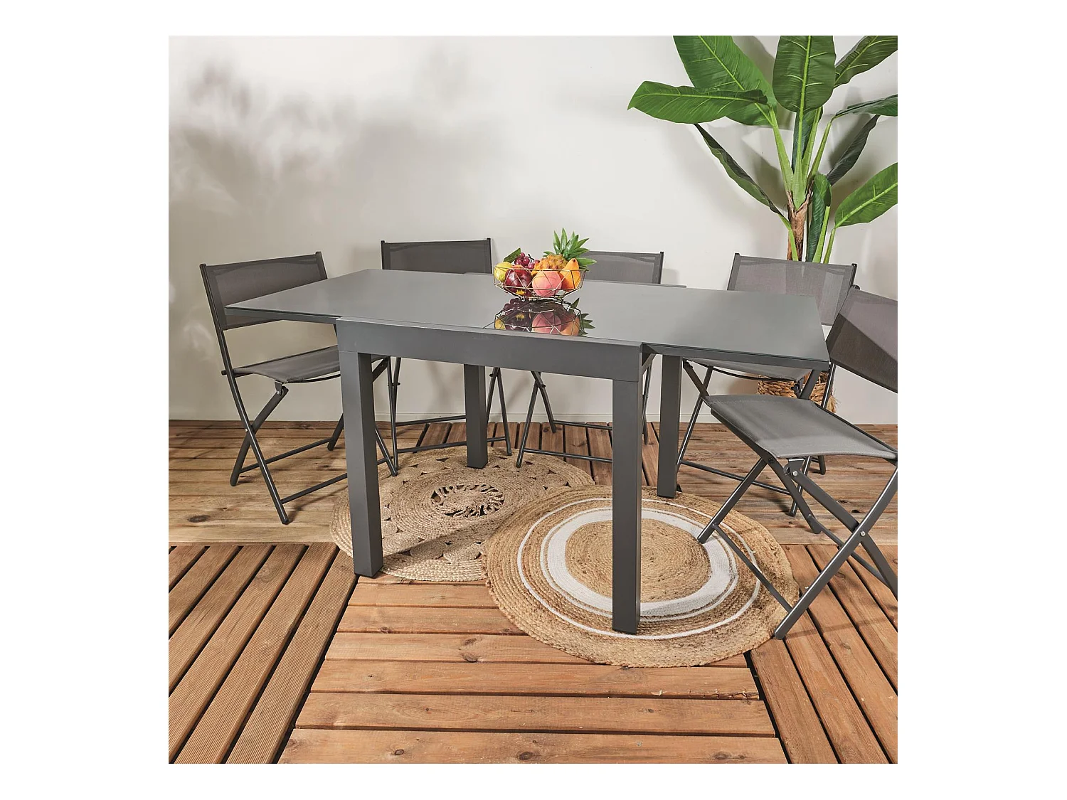 Table Jardin Extensible Haria 80x80x160cm Gris