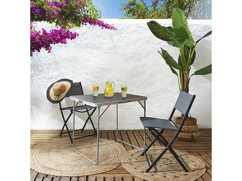 Table De Camping Pliable Noir 80x60cm Noir
