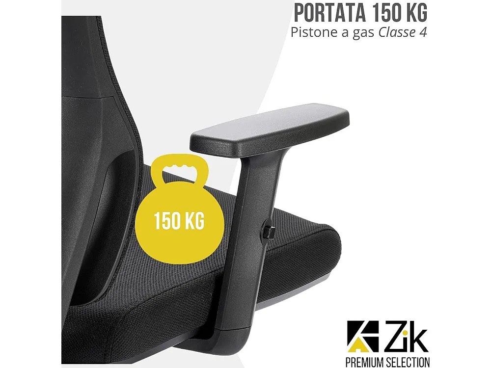 Cadeira de escritório giratória ergonómica com apoios para os braços, apoio para a cabeça e apoio lombar, ajustável, cadeira de secretária- ZIK