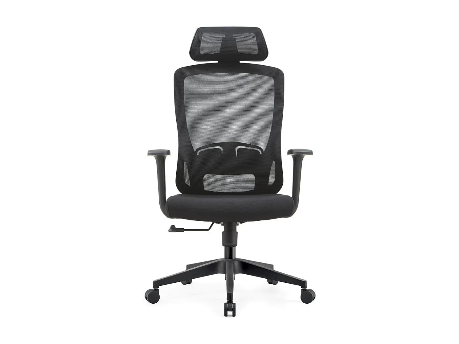 Silla giratoria de oficina ergonómica con reposabrazos, reposacabezas y soporte lumbar, ajustable, silla de escritorio de tela, negro - ZIK