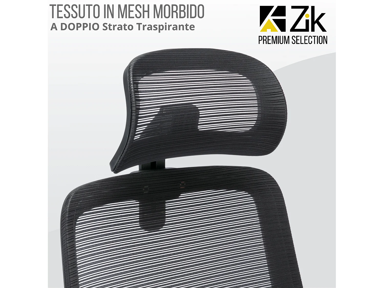 Silla de Oficina Giratoria Ergonómica con Reposabrazos y Reposacabezas, con Apoyo Lumbar, Altura Ajustable en Tejido, Negra - ZIK