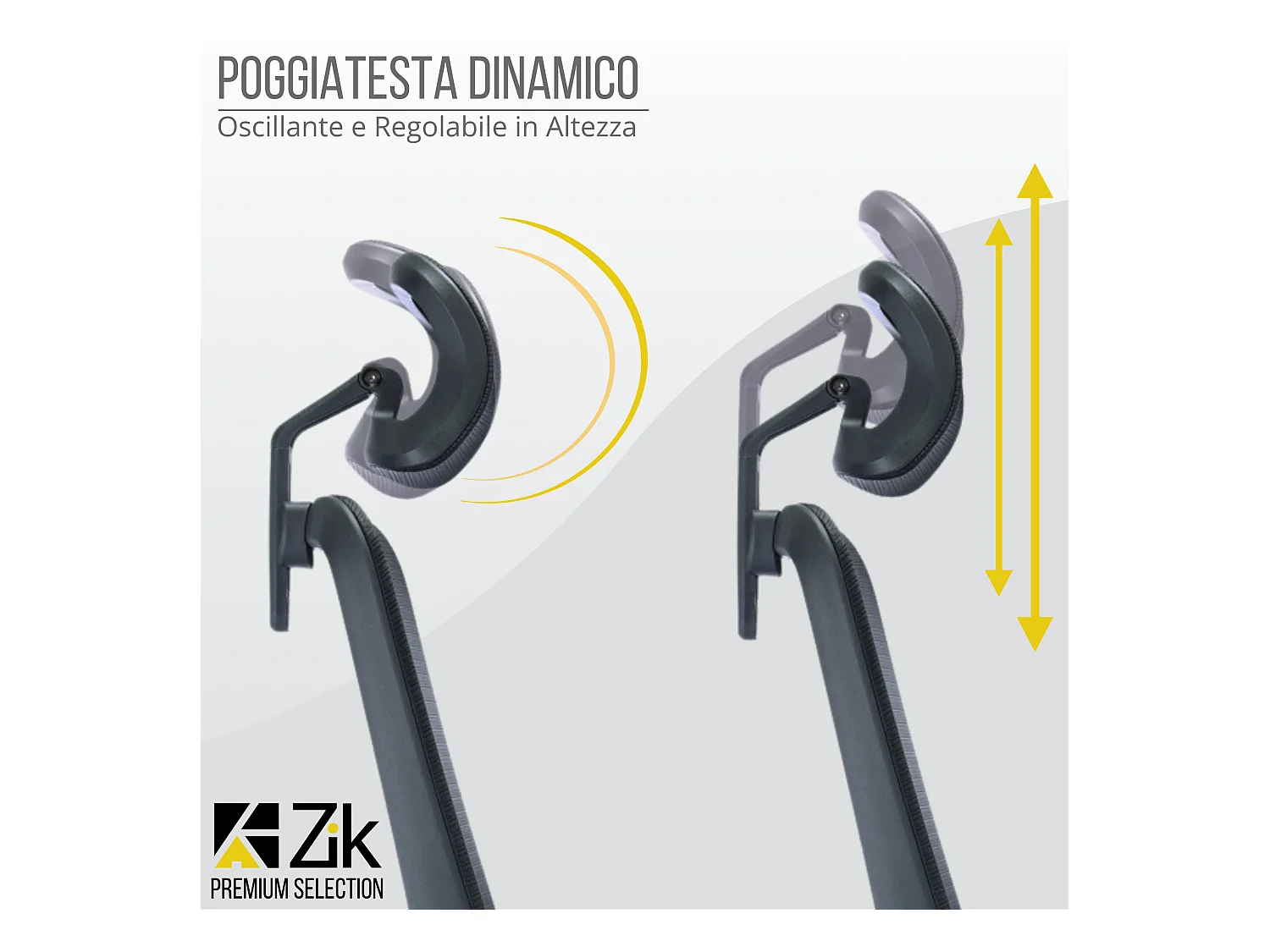 Silla de Oficina Giratoria Ergonómica con Reposabrazos y Reposacabezas, con Apoyo Lumbar, Altura Ajustable en Tejido, Negra - ZIK
