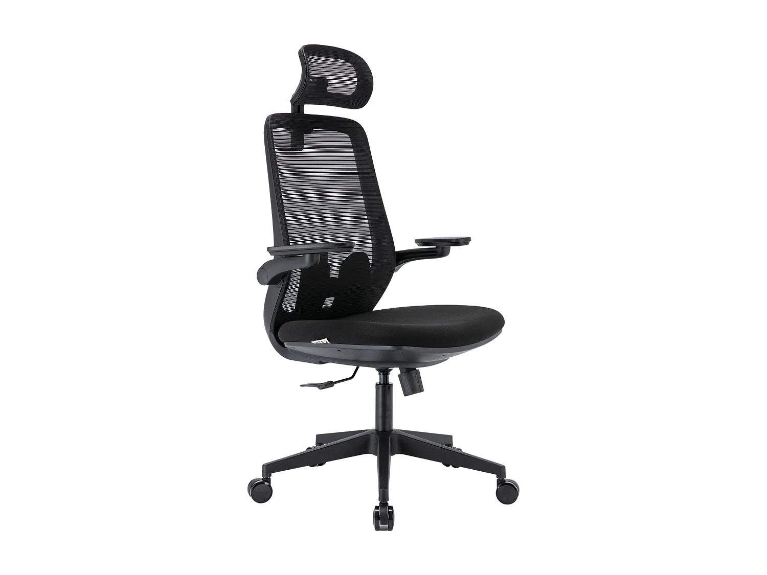 Silla de Oficina Giratoria Ergonómica con Reposabrazos y Reposacabezas, con Apoyo Lumbar, Altura Ajustable en Tejido, Negra - ZIK