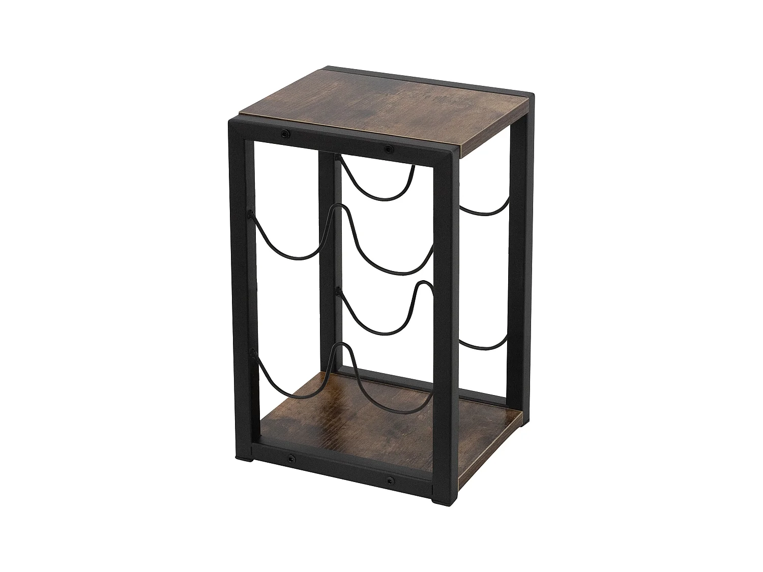 Casier à vin 4 bouteilles rangement porte-bouteille noir/aspect bois MDF/métal