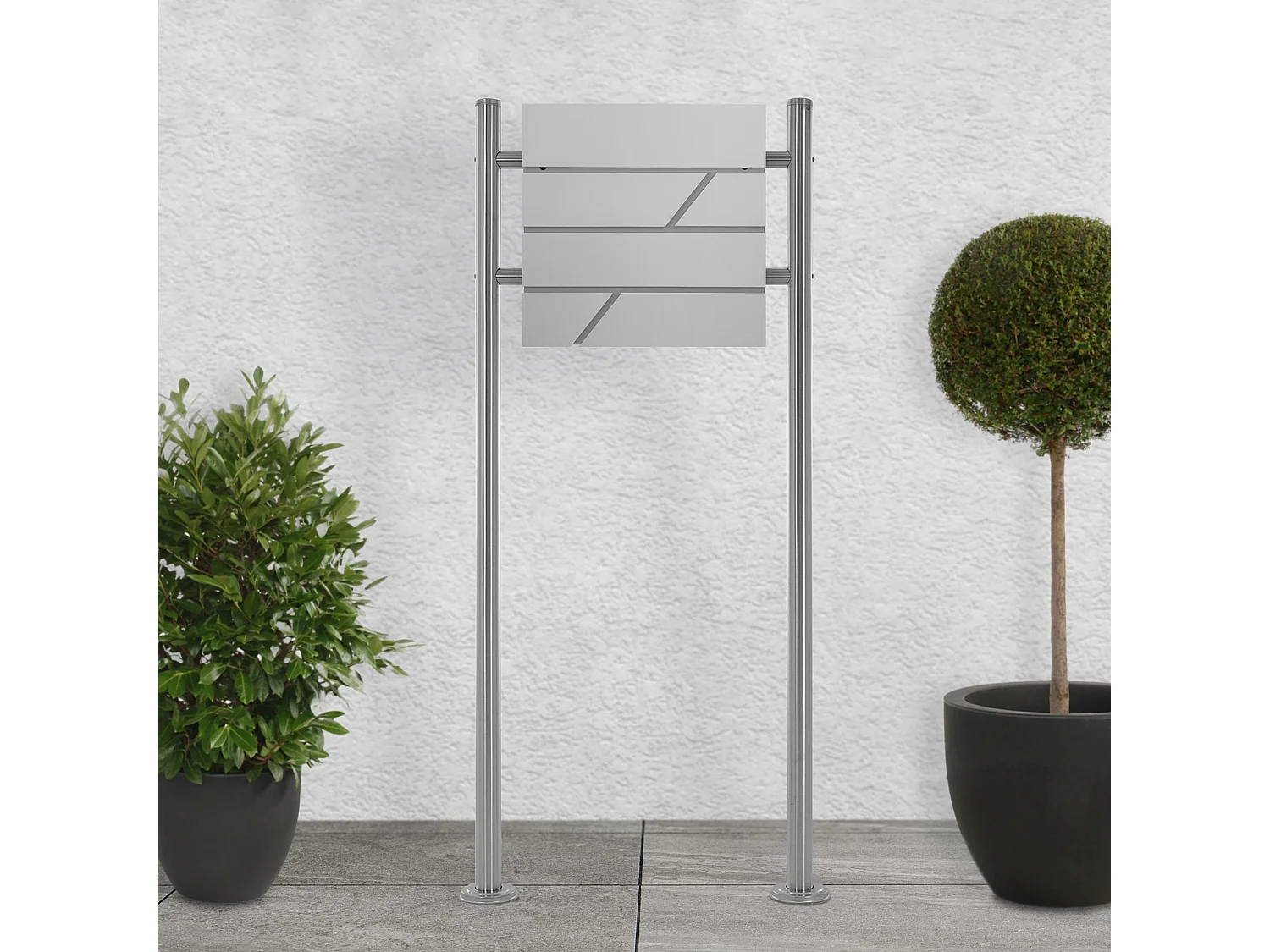 Boîte aux lettres avec support boîte postale gris clair moderne avec 2 clés