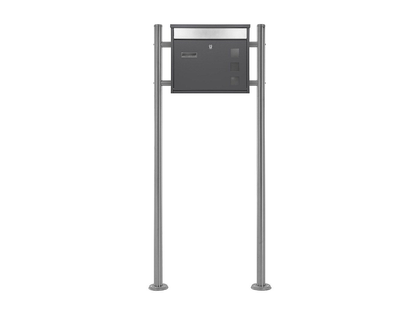 Boîte aux lettre sur pied acier anthracite mailbox avec plaque et