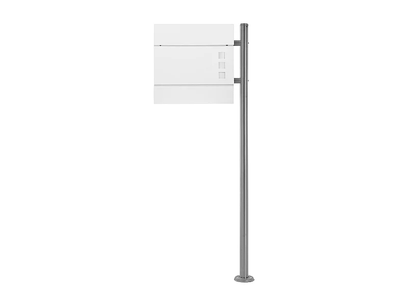 Buzón de acero inoxidable blanco moderno casillero de correo + poste plata 120cm