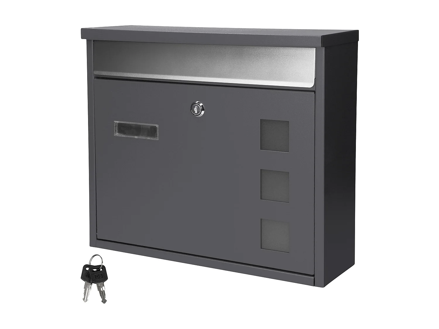 Boîte aux lettres murale avec porte-journaux acier inoxydable anthracite moderne