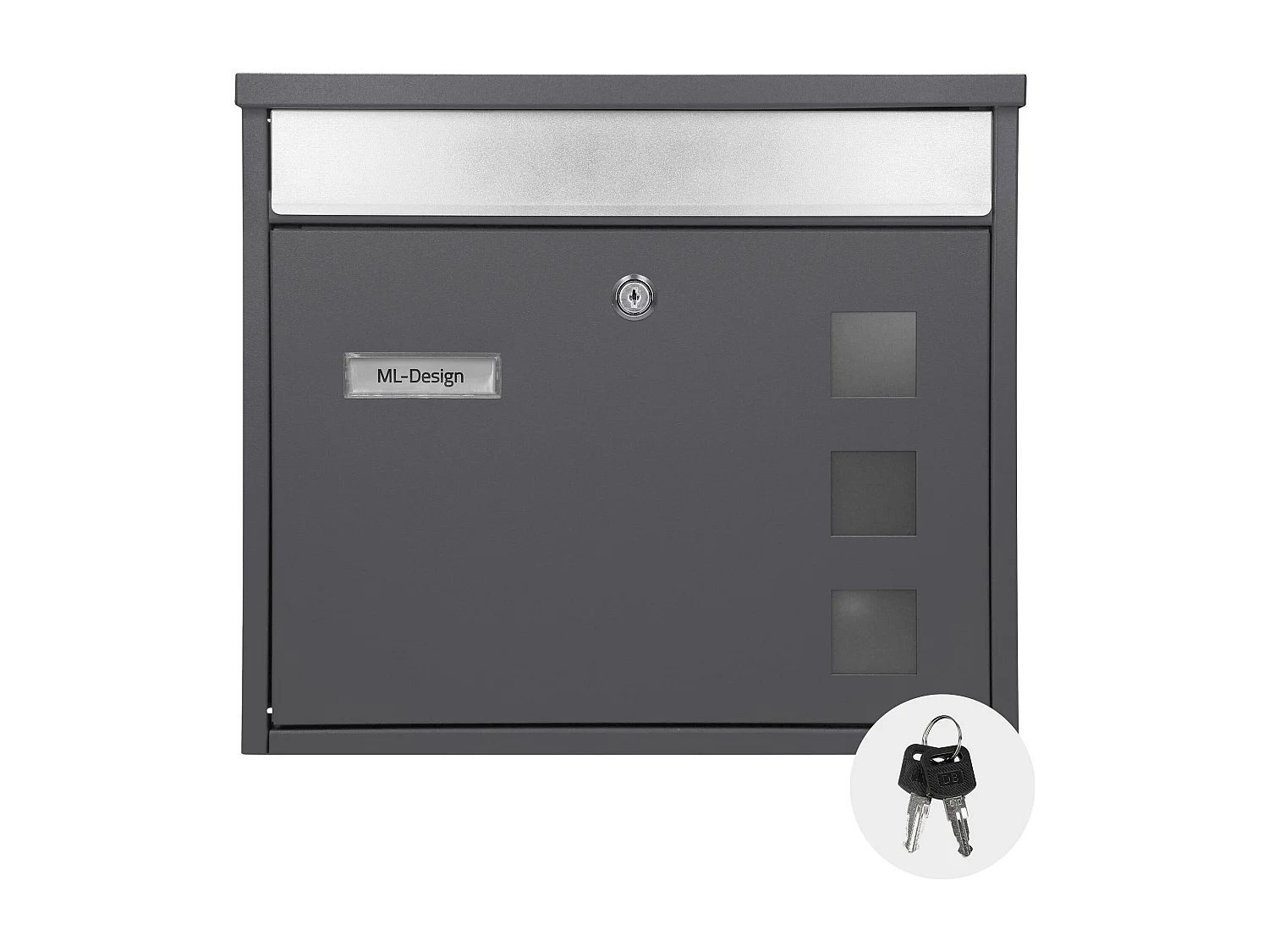 Boîte aux lettres murale avec porte-journaux acier inoxydable anthracite moderne