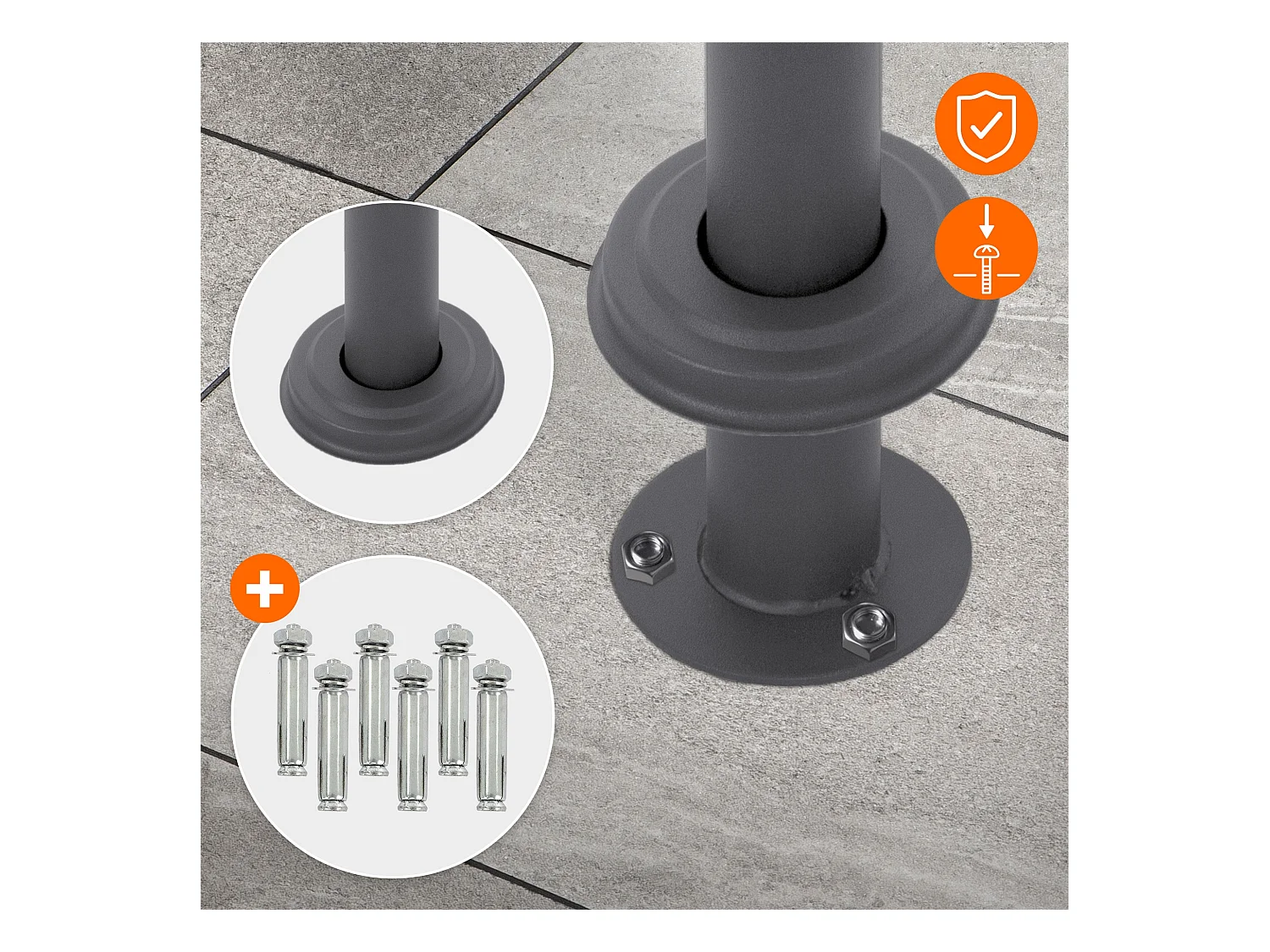 Cassetta postale moderna buca lettere con targhetta nome e supporto antracite