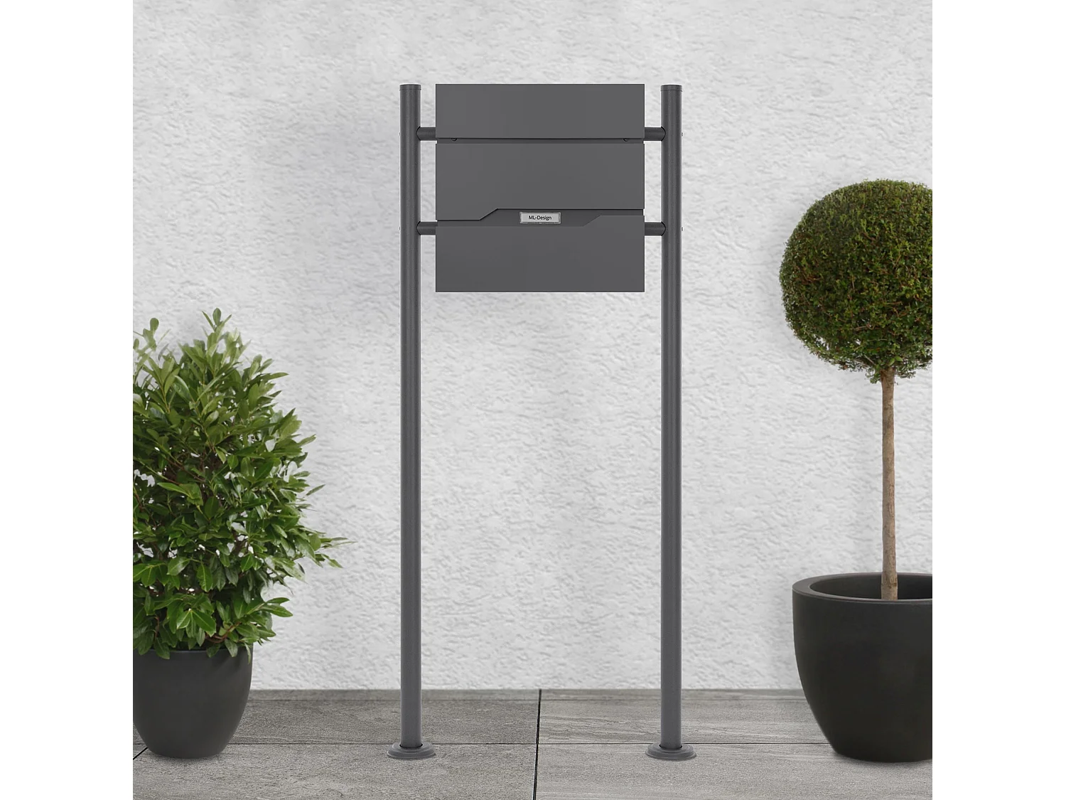 Boîte aux lettres avec support boîte postale anthracite sur pieds avec 2 clés