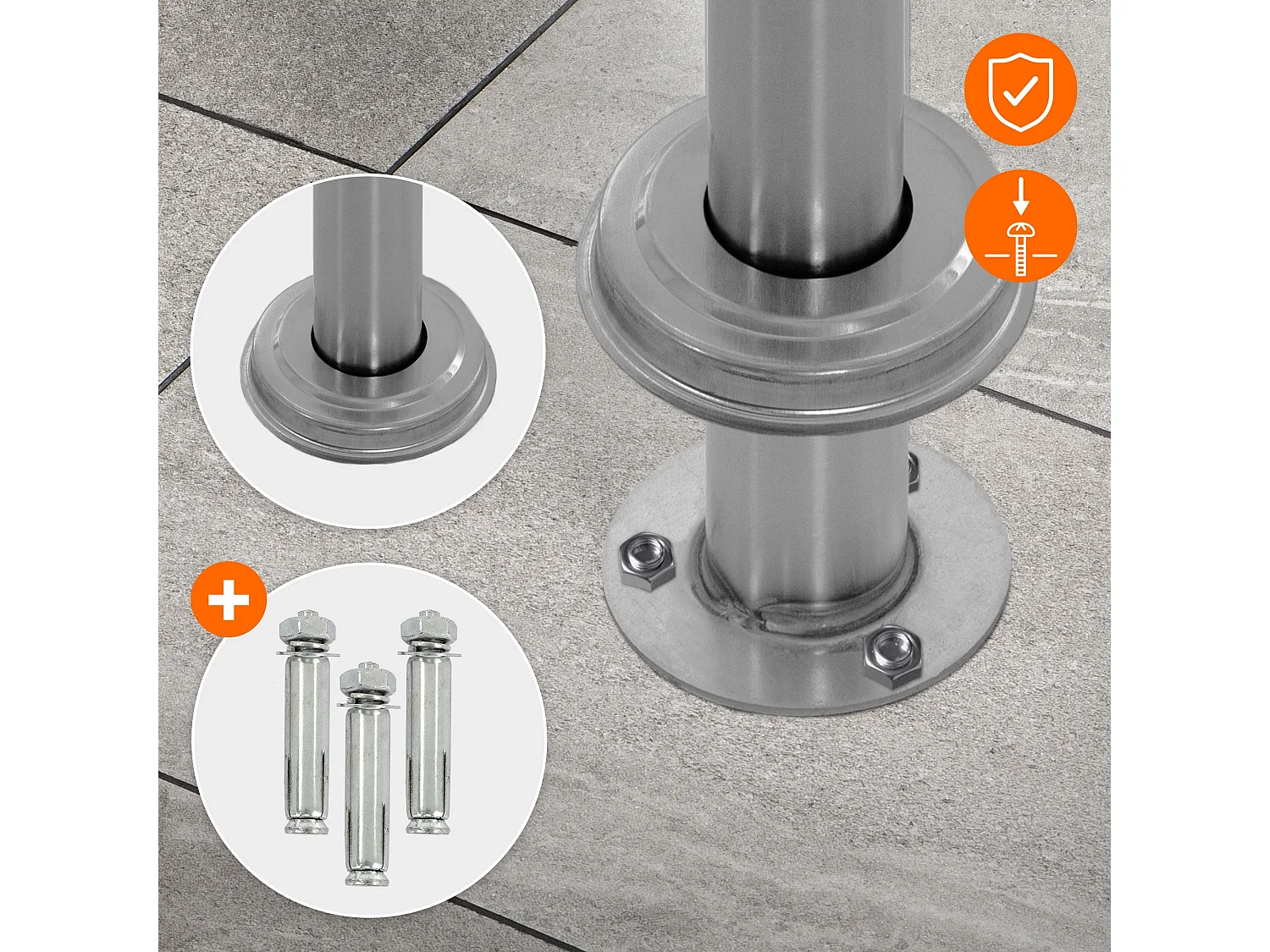 Cassetta postale antracite effetto marmo con supporto piedistallo acciaio inox