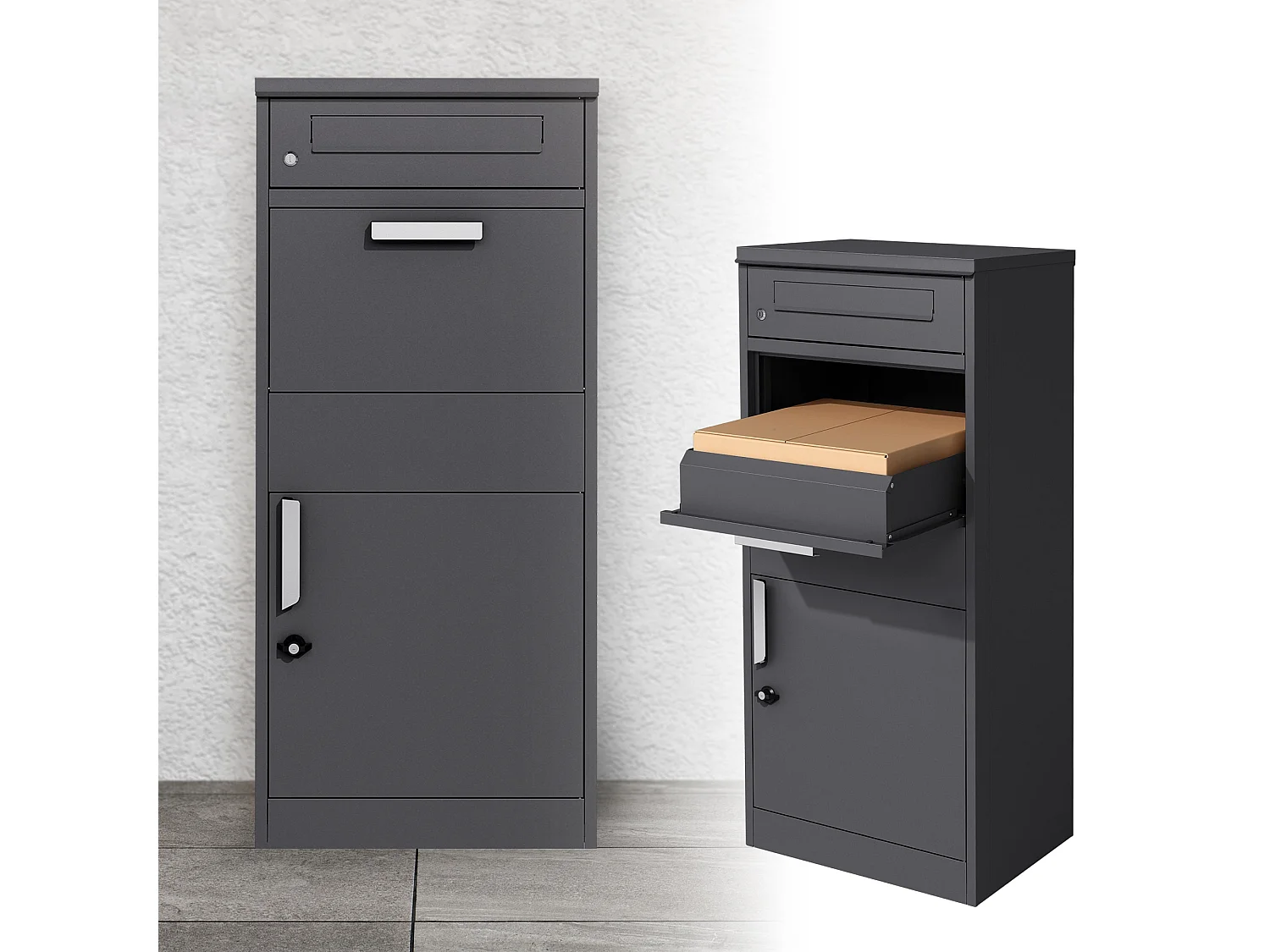 Boîte aux lettres pour colis 50x37x112 cm autoportant 2 clés en acier galvanisé