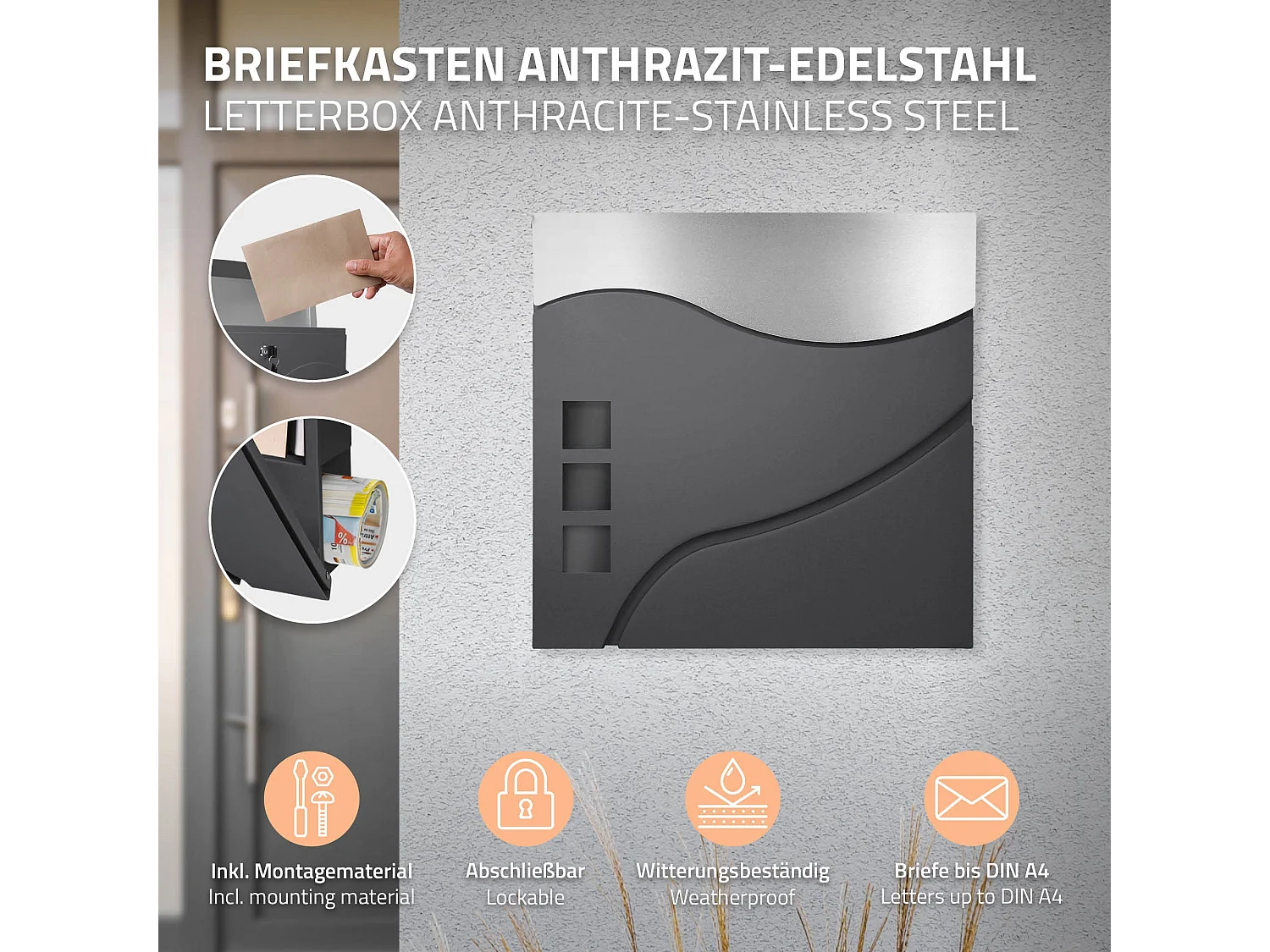Boîte aux lettres sur pied en acier inoxydable robuste moderne 2 clés incluses