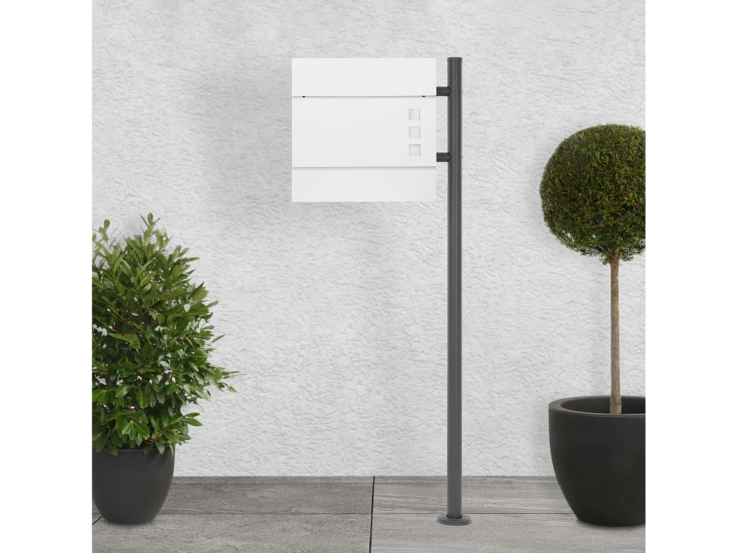 Boîte aux lettres blanc sur pied en acier revêtu par poudre porte-journaux