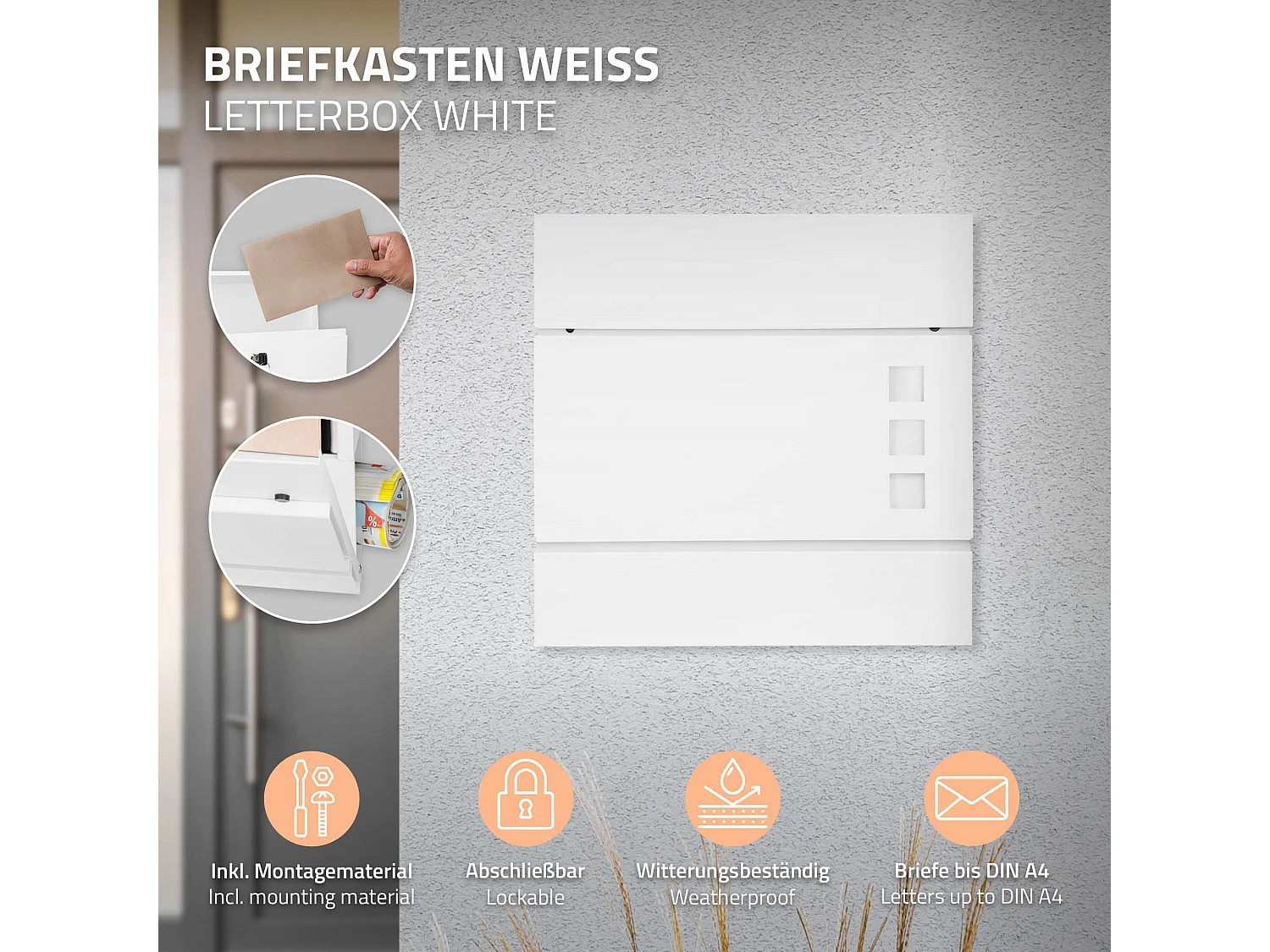 Boîte aux lettres blanc sur pied en acier revêtu par poudre porte-journaux