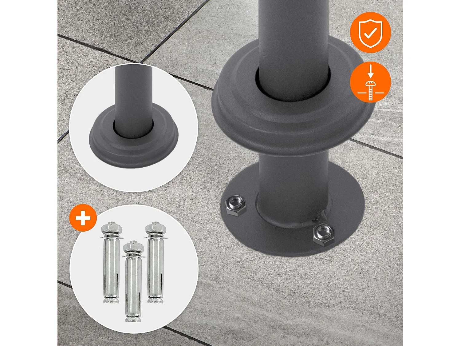 Boîte aux lettres sur pied anthracite en acier inoxydable compartiment journaux