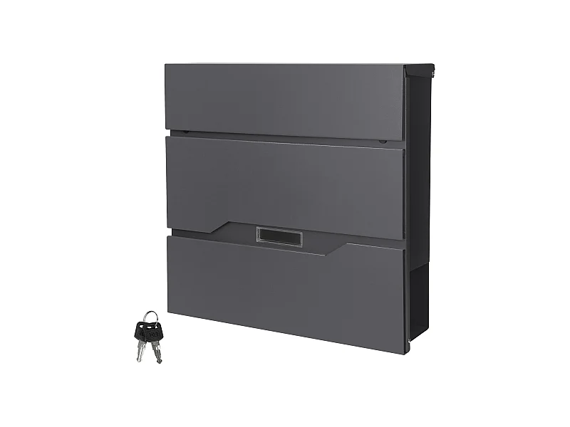 Buzón correos acero antracita casillero para portal caja de periódico 2 llaves