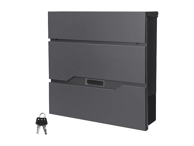 Boîte aux lettres murale anthracite avec 2 clés compartiment à journaux moderne