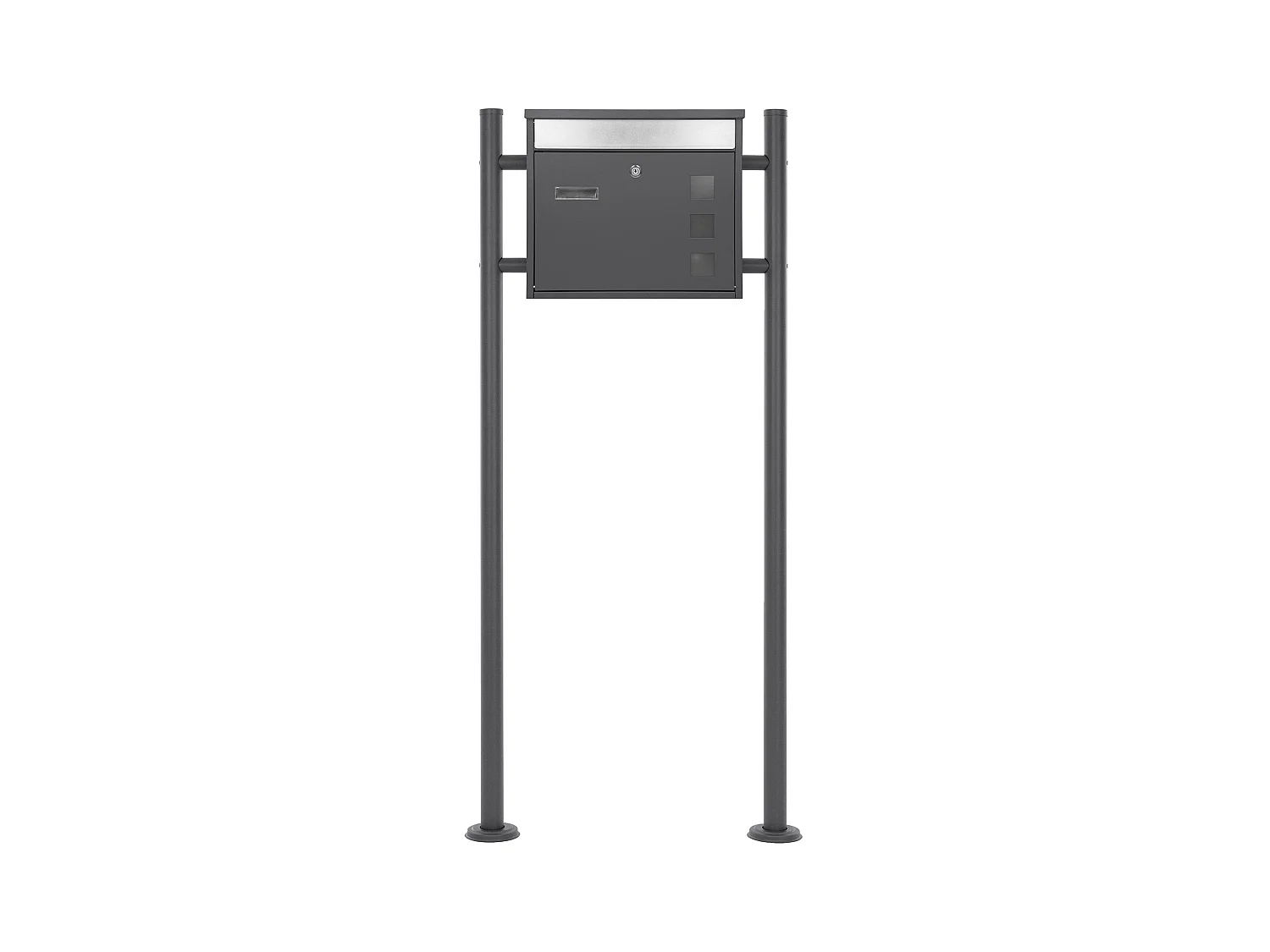 Boîte aux lettre sur pied acier anthracite/argent mailbox avec plaque et support
