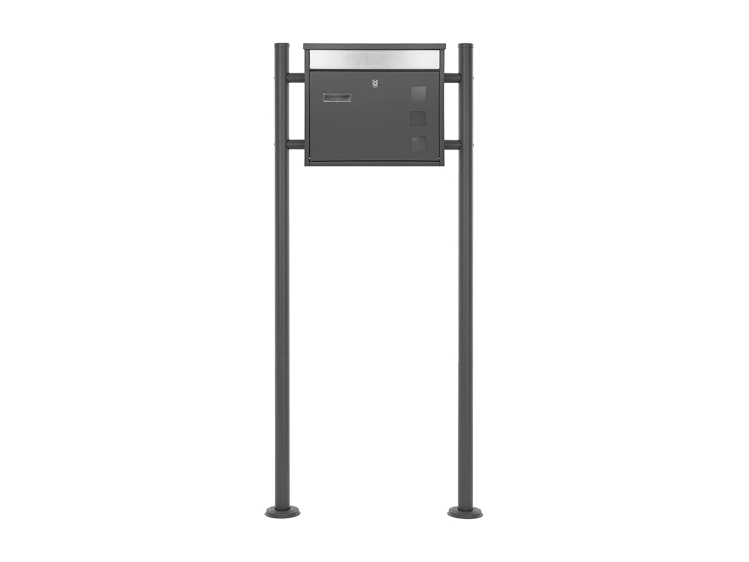Cassetta postale con supporto in acciaio inox antracite con kit di montaggio