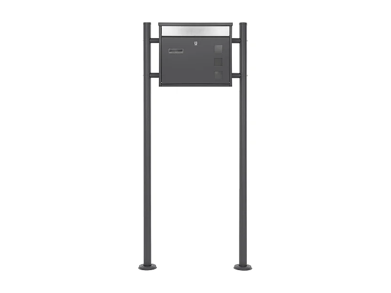 Cassetta postale con supporto in acciaio inox antracite con kit di montaggio