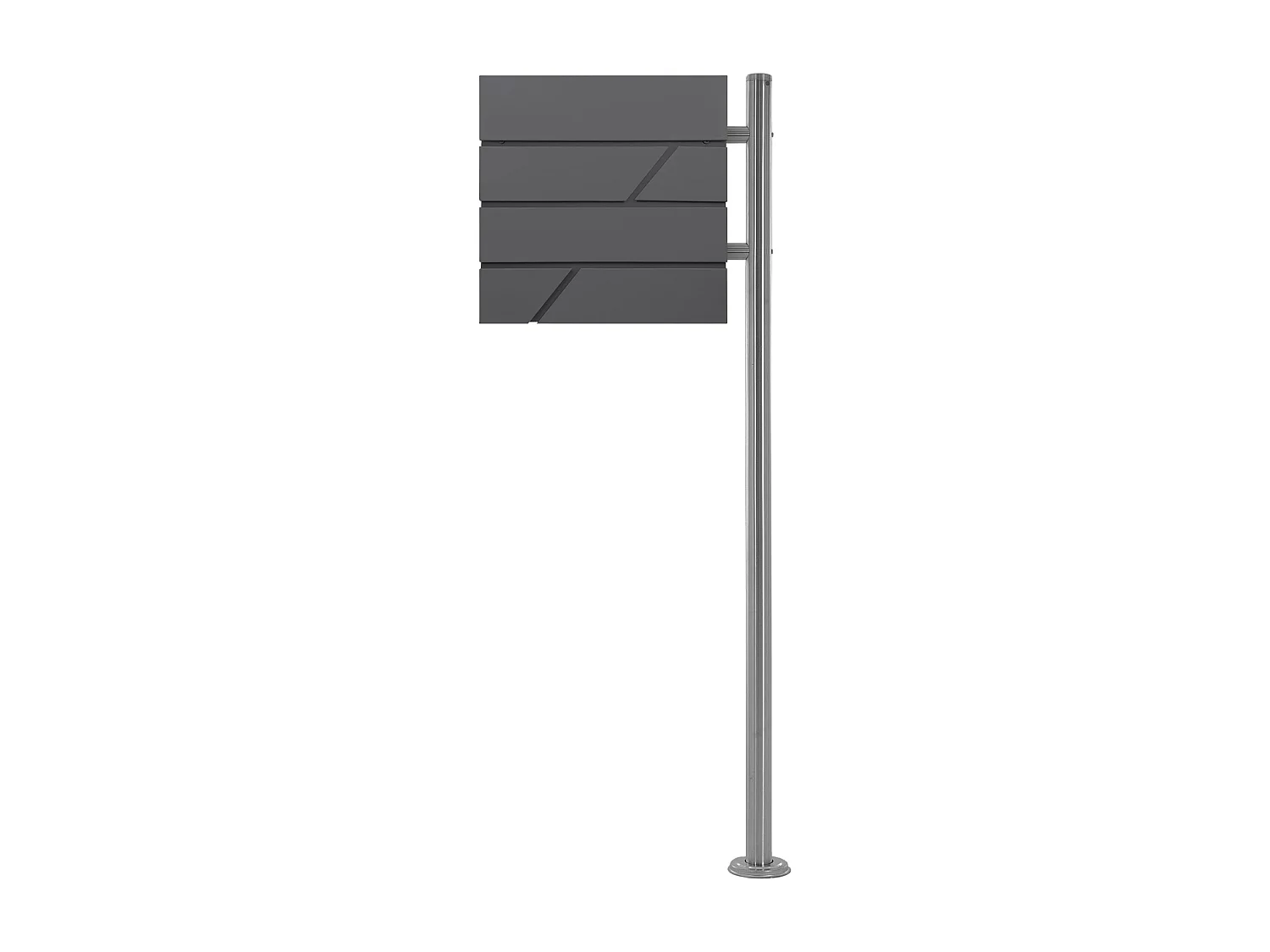 Buzón de acero inoxidable antracita de correo periodicos + poste 120cm plata