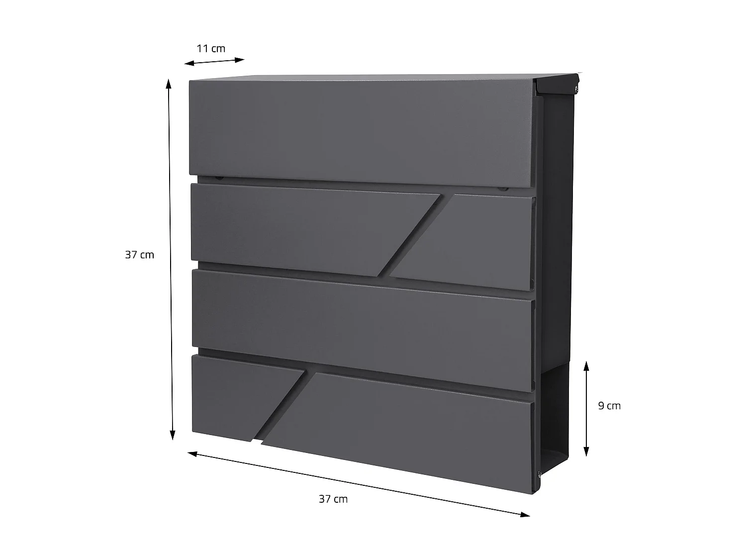 Buzón de acero inoxidable antracita de correo periodicos + poste 120cm plata
