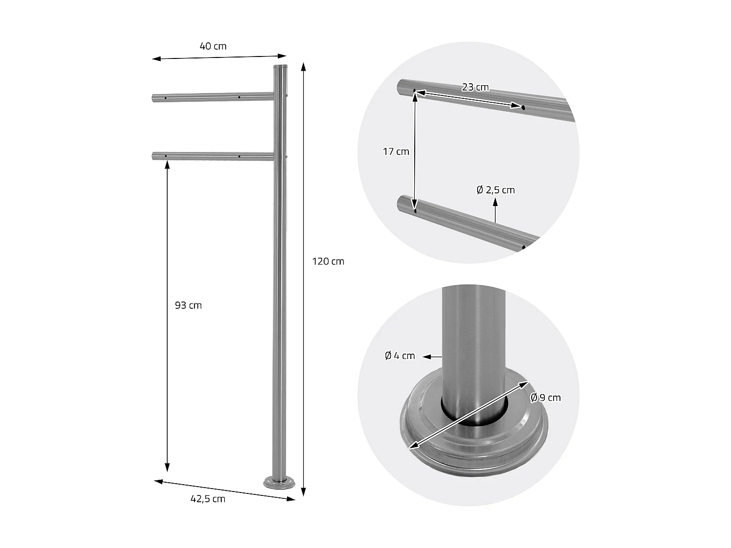 Buzón de acero inoxidable antracita de correo periodicos + poste 120cm plata