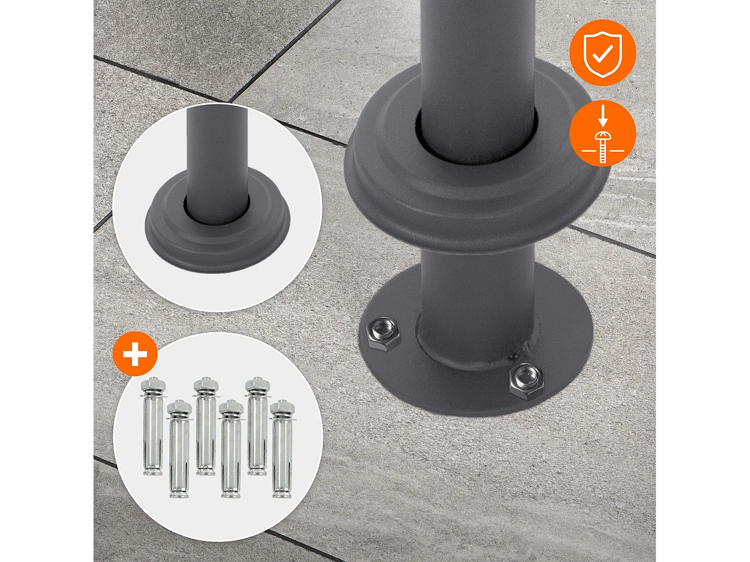 Boîte aux lettres avec support boîte postale anthracite sur pieds acier + 2 clés