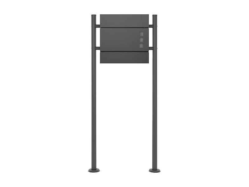 Boîte aux lettres avec support boîte postale anthracite sur pieds acier + 2 clés