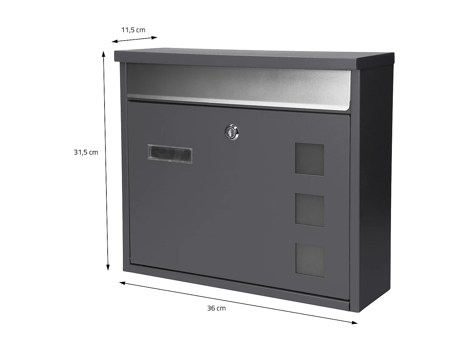 Cassetta postale antracite con supporto colonna in acciaio inox + kit montaggio