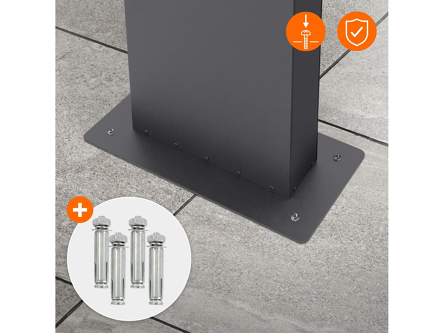 Boîte aux lettres sur pied acier anthracite/argent mailbox avec plaque/ support