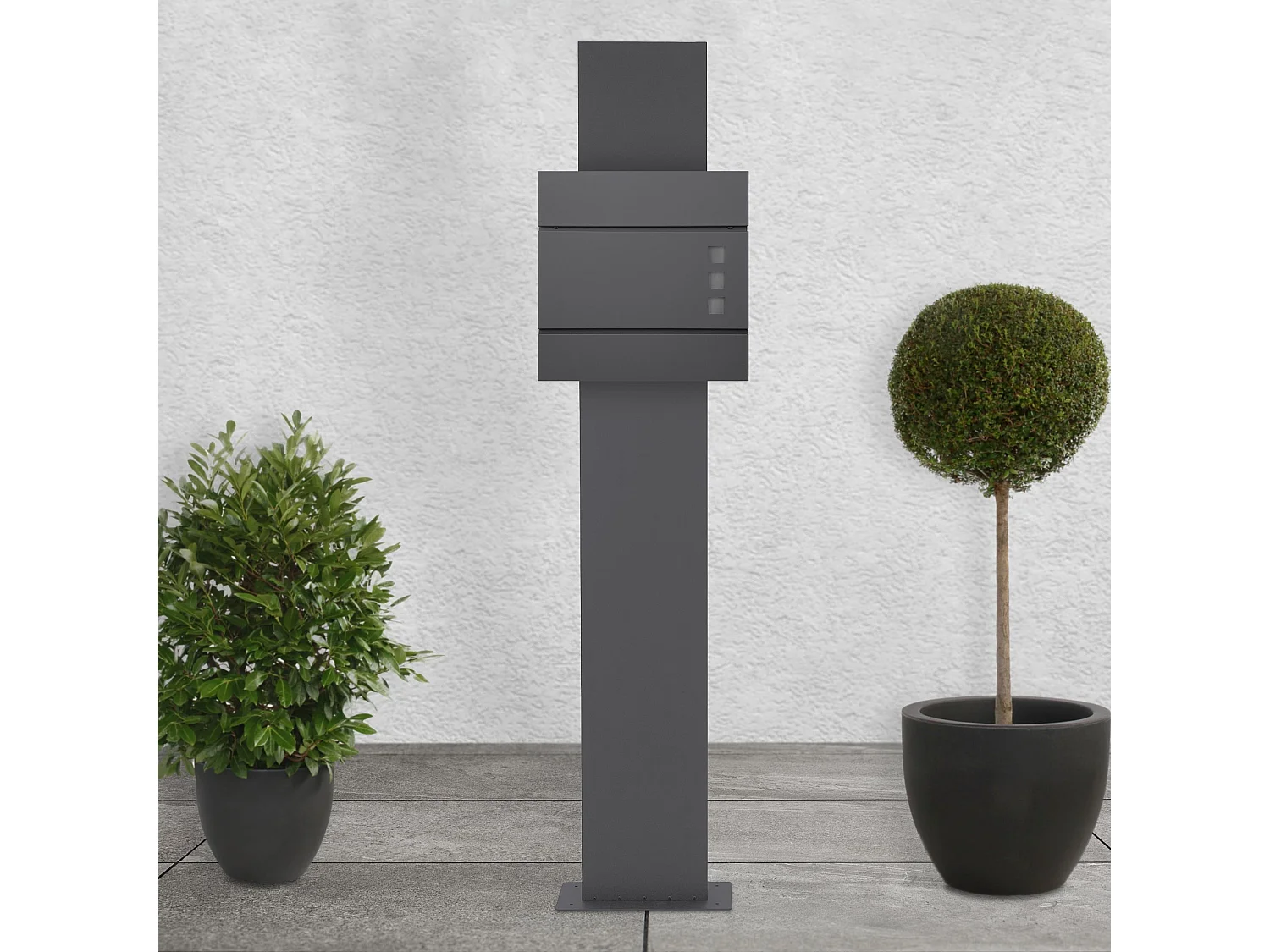 Buzón correos en pie antracita casillero depósito periódico cartas soporte 170cm