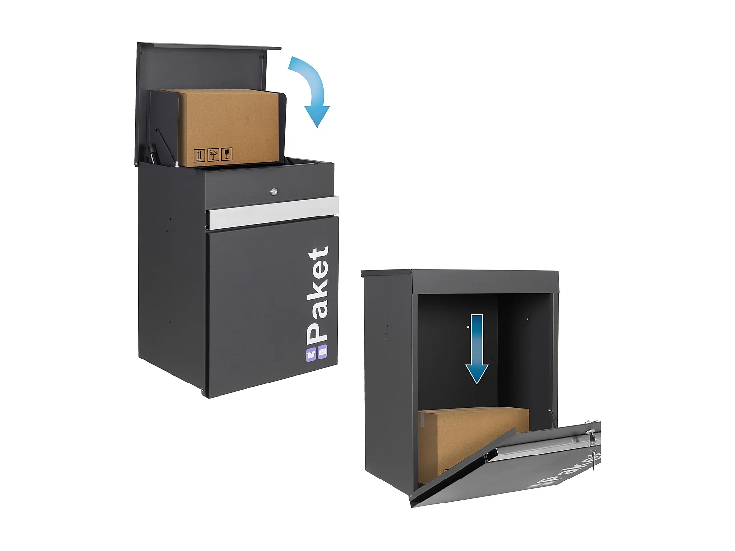 Cassetta postale per pacchi buca lettere da parete 44x58x35 cm acciaio antracite