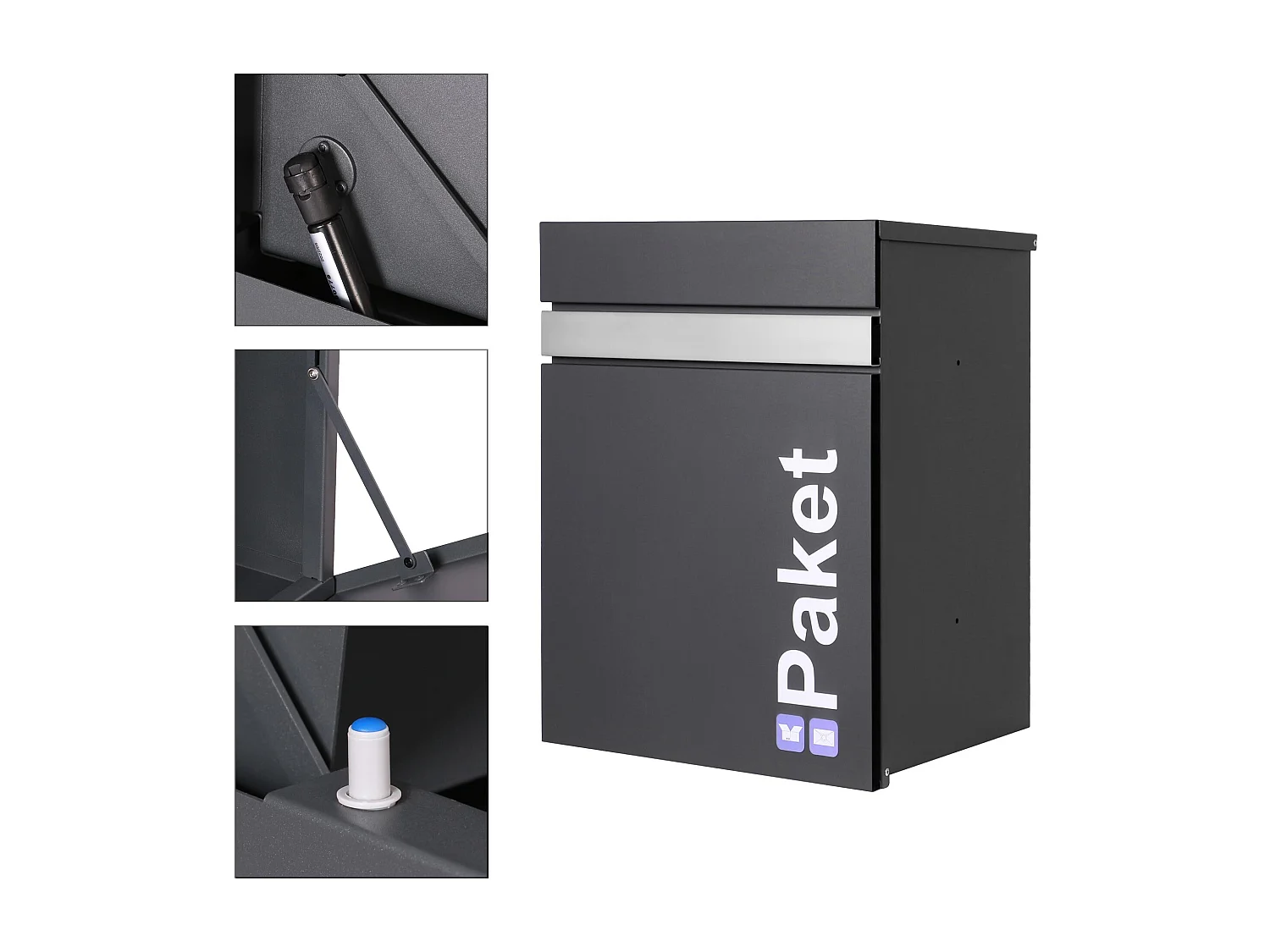 Cassetta postale per pacchi buca lettere da parete 44x58x35 cm acciaio antracite