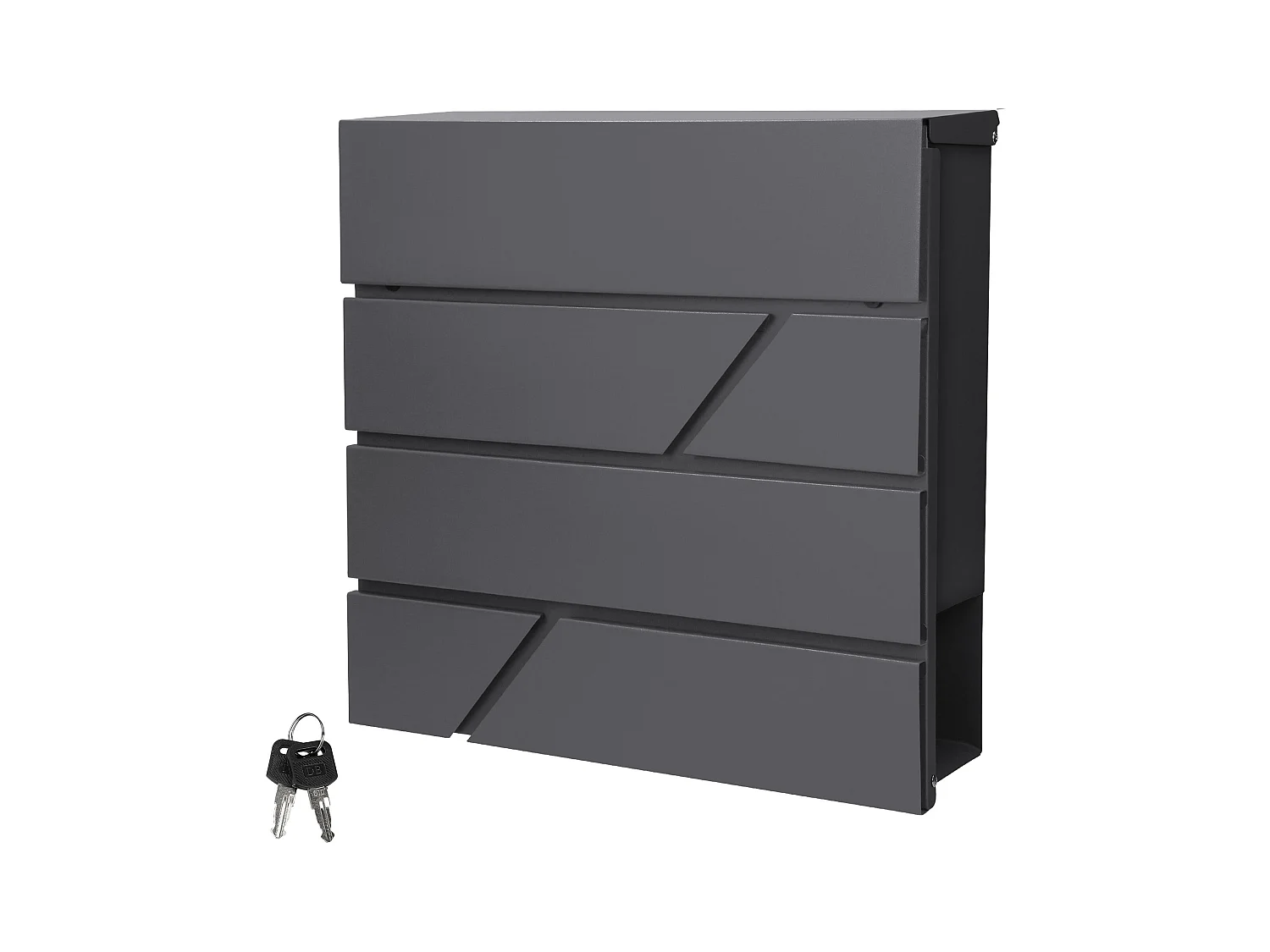 Boîte aux lettres murale anthracite avec 2 clés compartiment à journaux postale