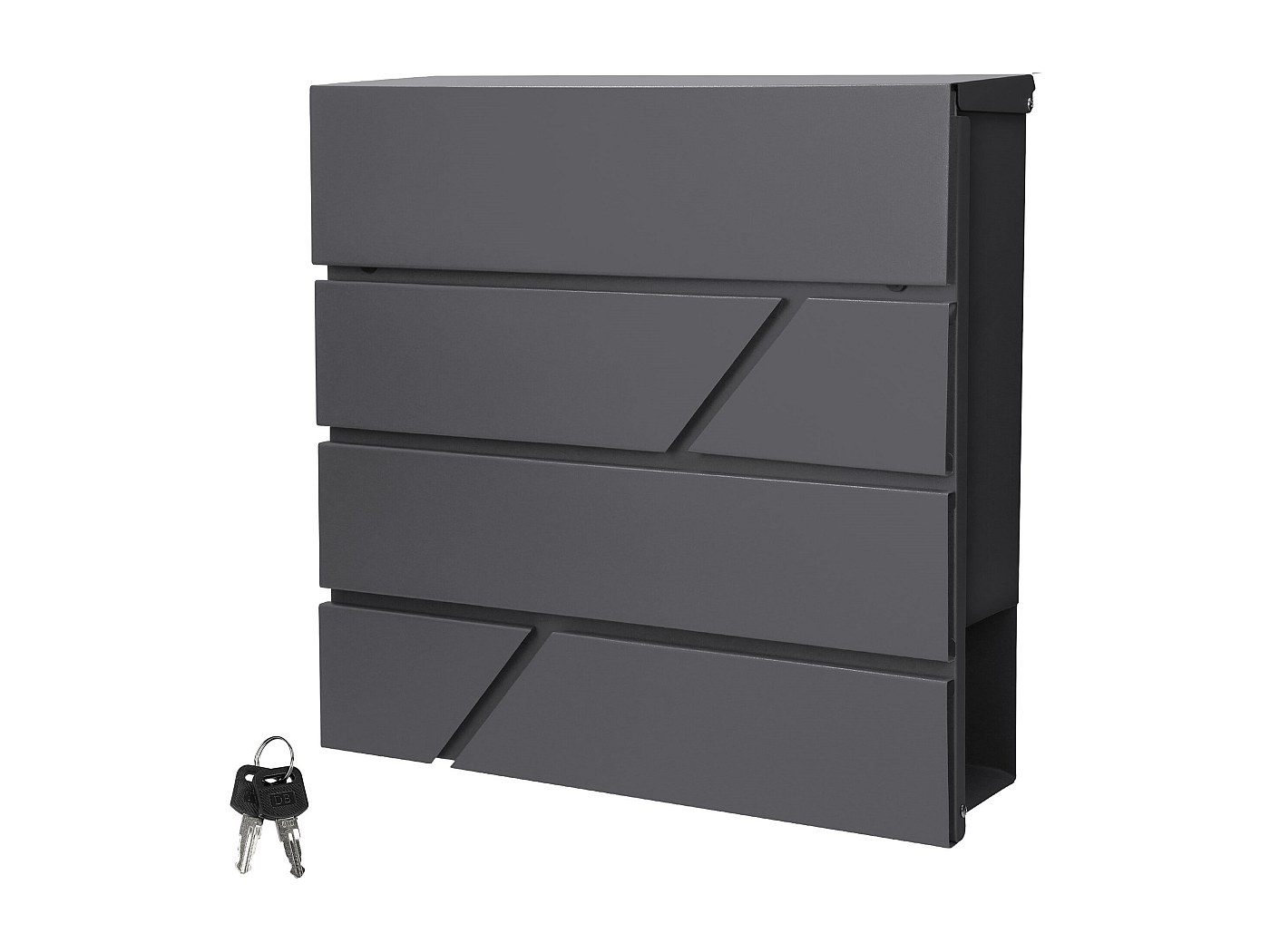 Cassetta Postale Da Parete Moderna - In Acciaio Inox Verniciato, Con Porta-Giornale E Chiavi, Grigio - Foto 8