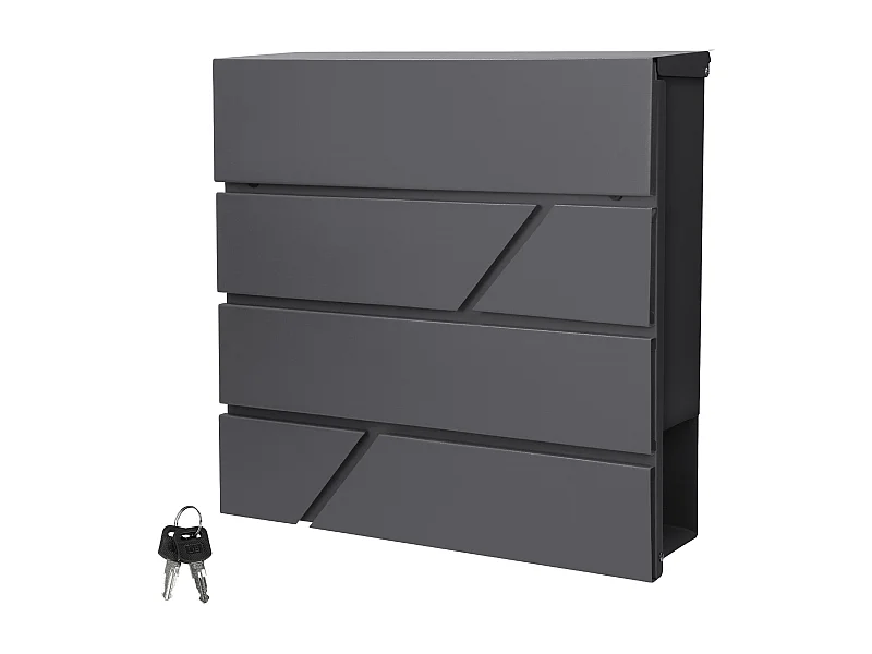 Boîte aux lettres murale anthracite avec 2 clés compartiment à journaux postale