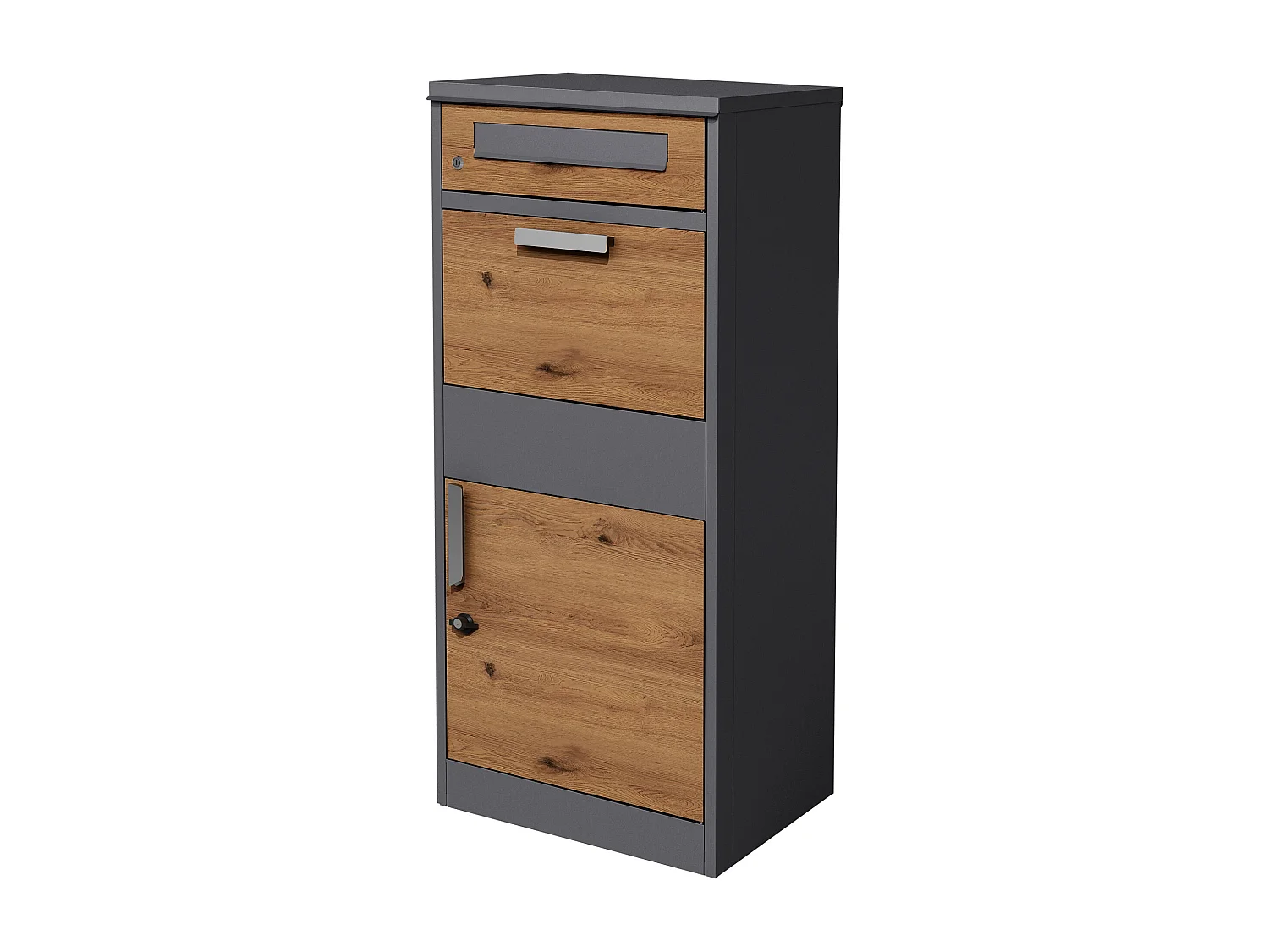 Boîte aux lettres colis 50x37x112 cm sur pierd 2 clés anthracite acier galvanisé