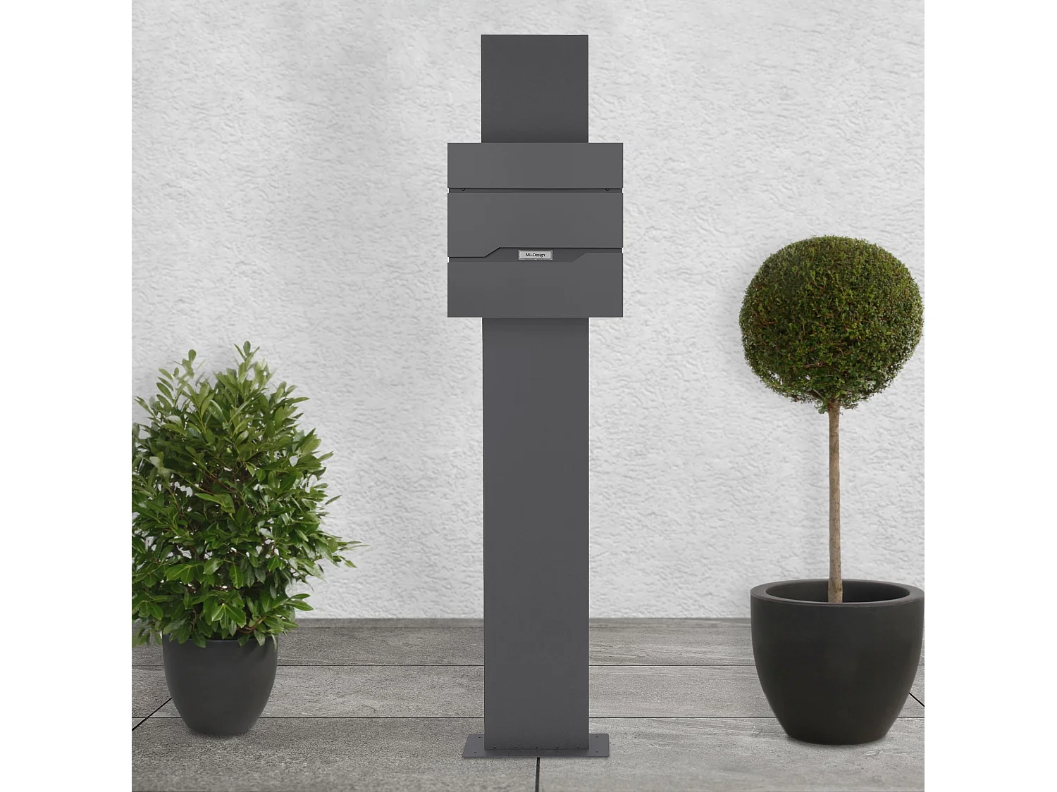 Buzón correos en pie antracita casillero depósito periódico cartas soporte 170cm