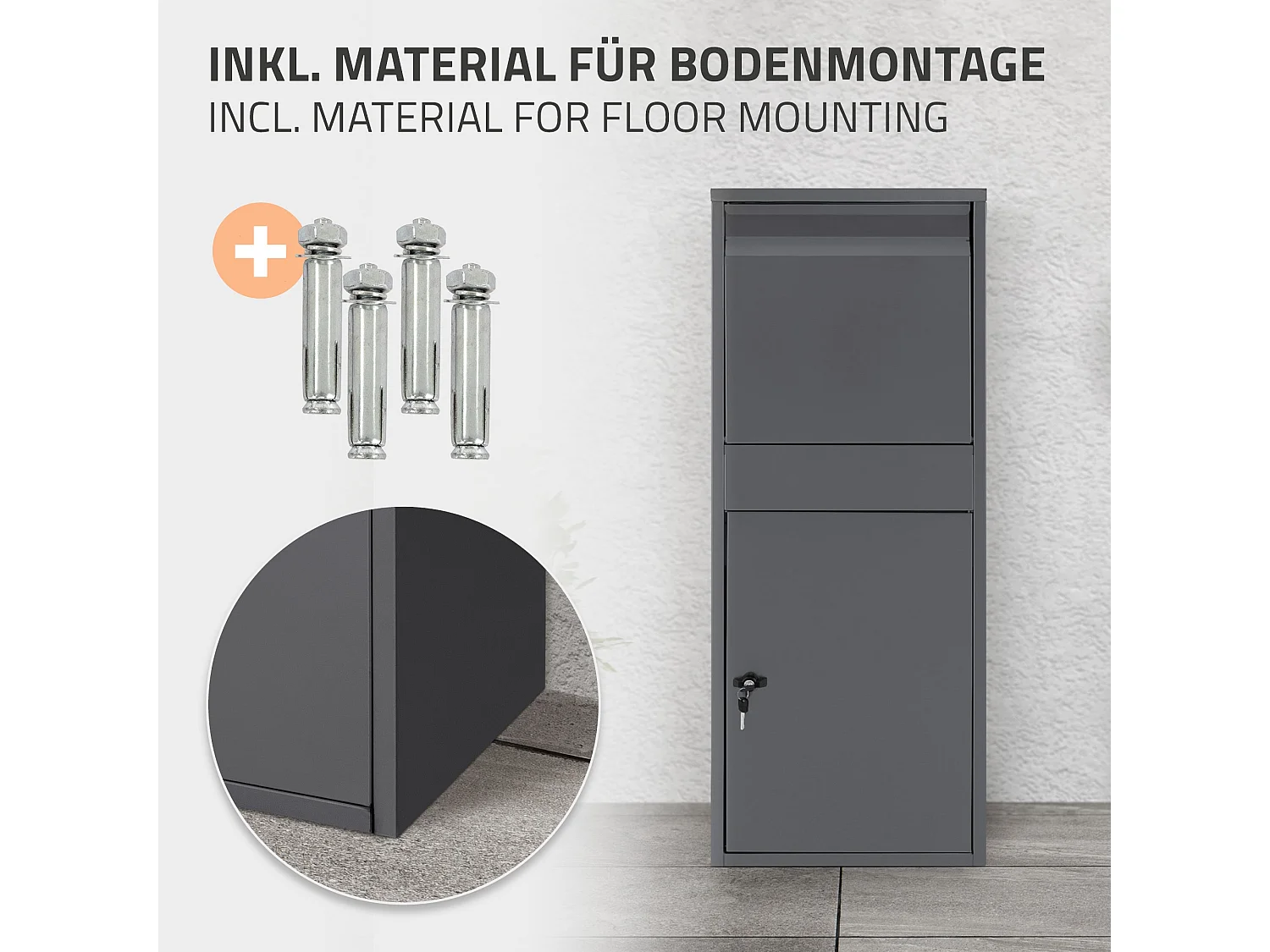 Boîte à colis en acier galvanisé anthracite avec trappe pour colis 41x103x38 cm