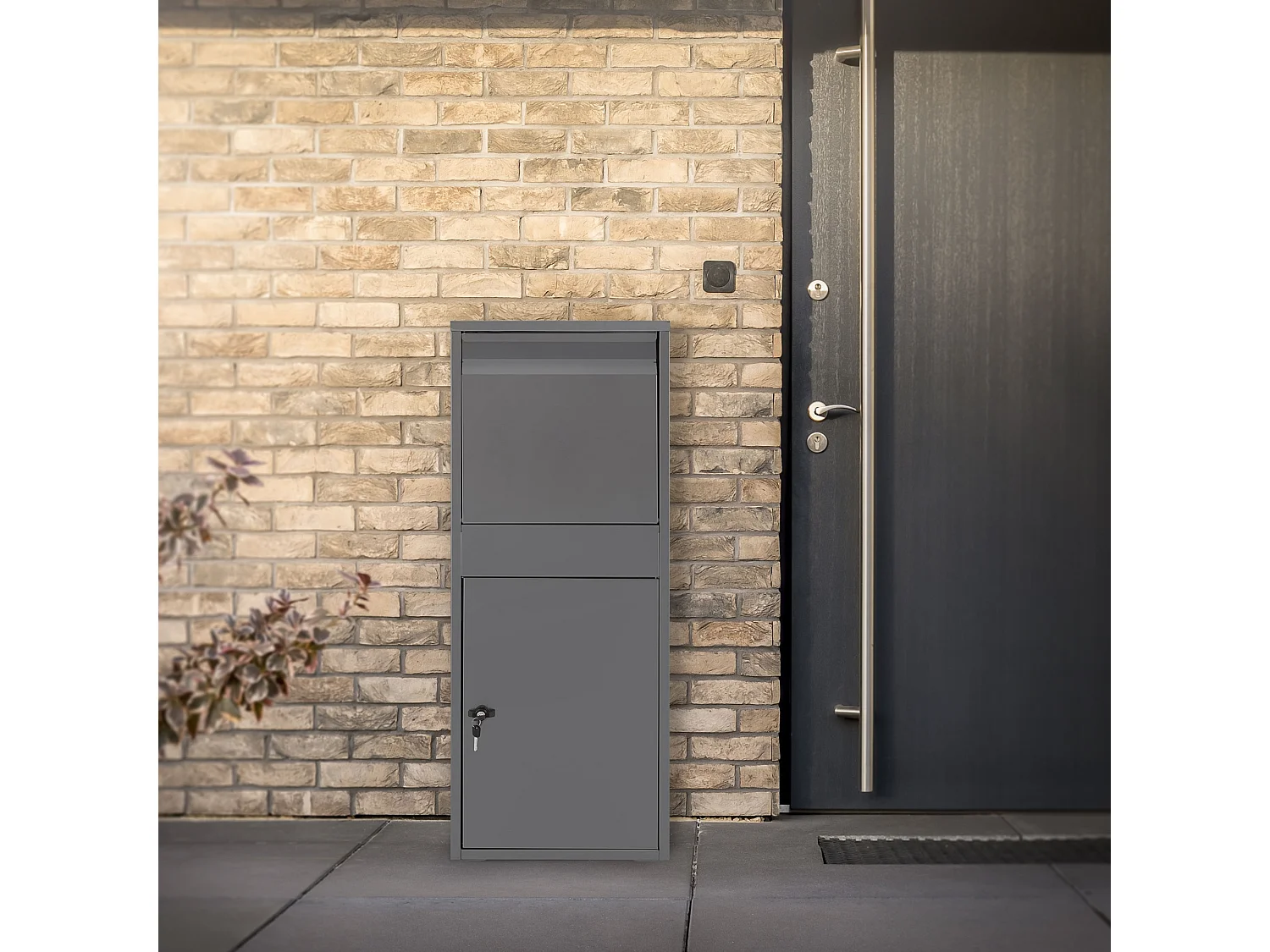 Boîte à colis en acier galvanisé anthracite avec trappe pour colis 41x103x38 cm