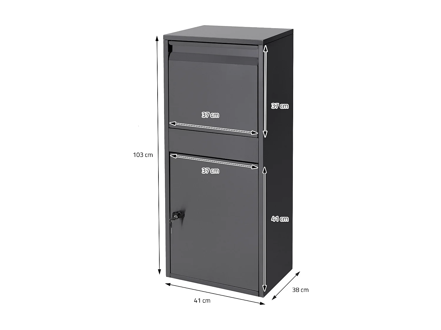 Boîte à colis en acier galvanisé anthracite avec trappe pour colis 41x103x38 cm