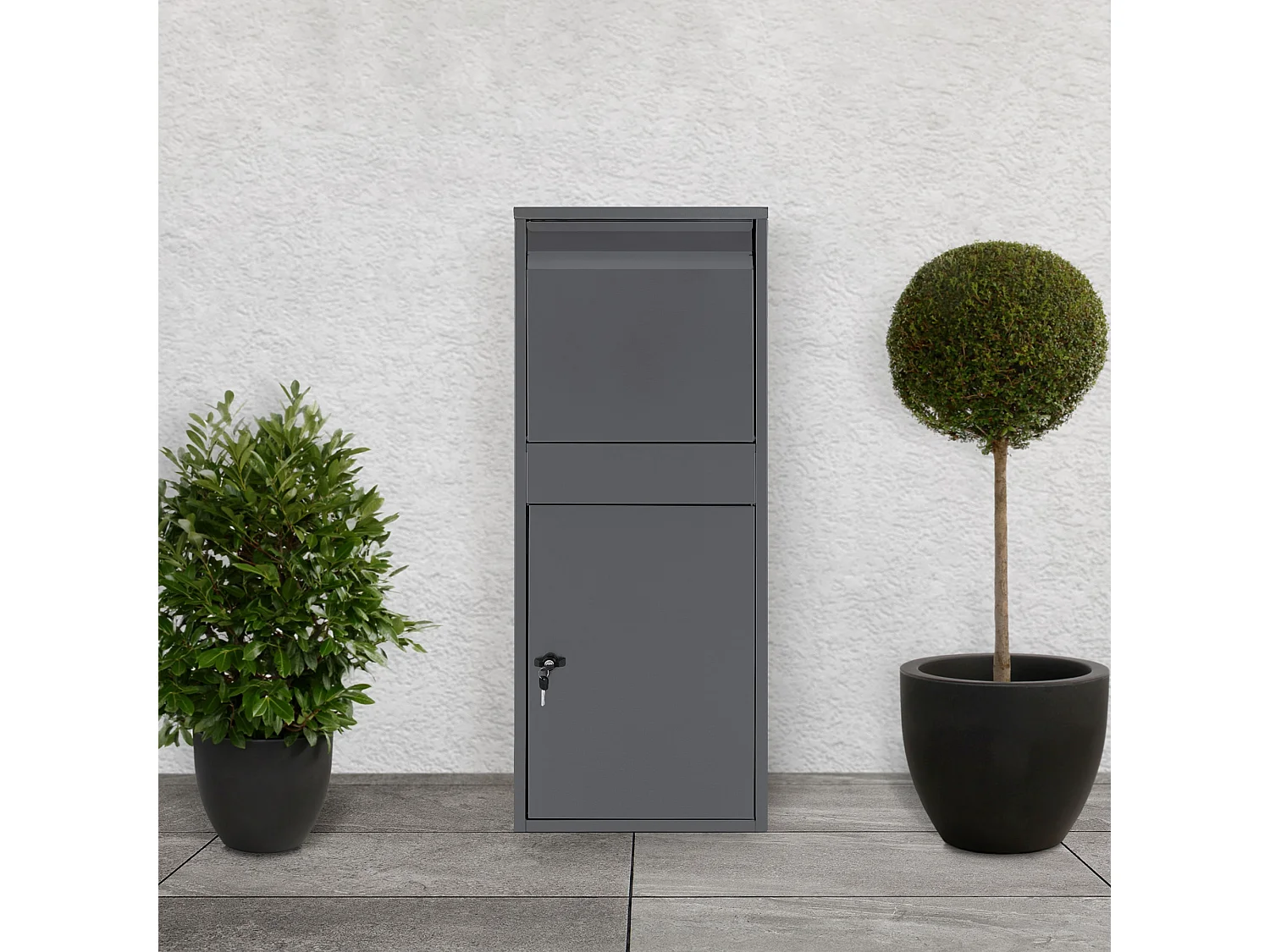 Boîte à colis en acier galvanisé anthracite avec trappe pour colis 41x103x38 cm